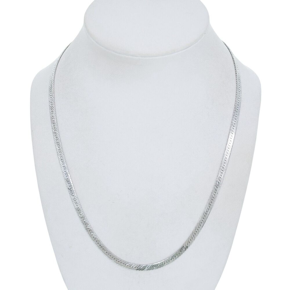 Vintage Italy Sterling Silver 925 Herringbone Chain Necklace 19.5"